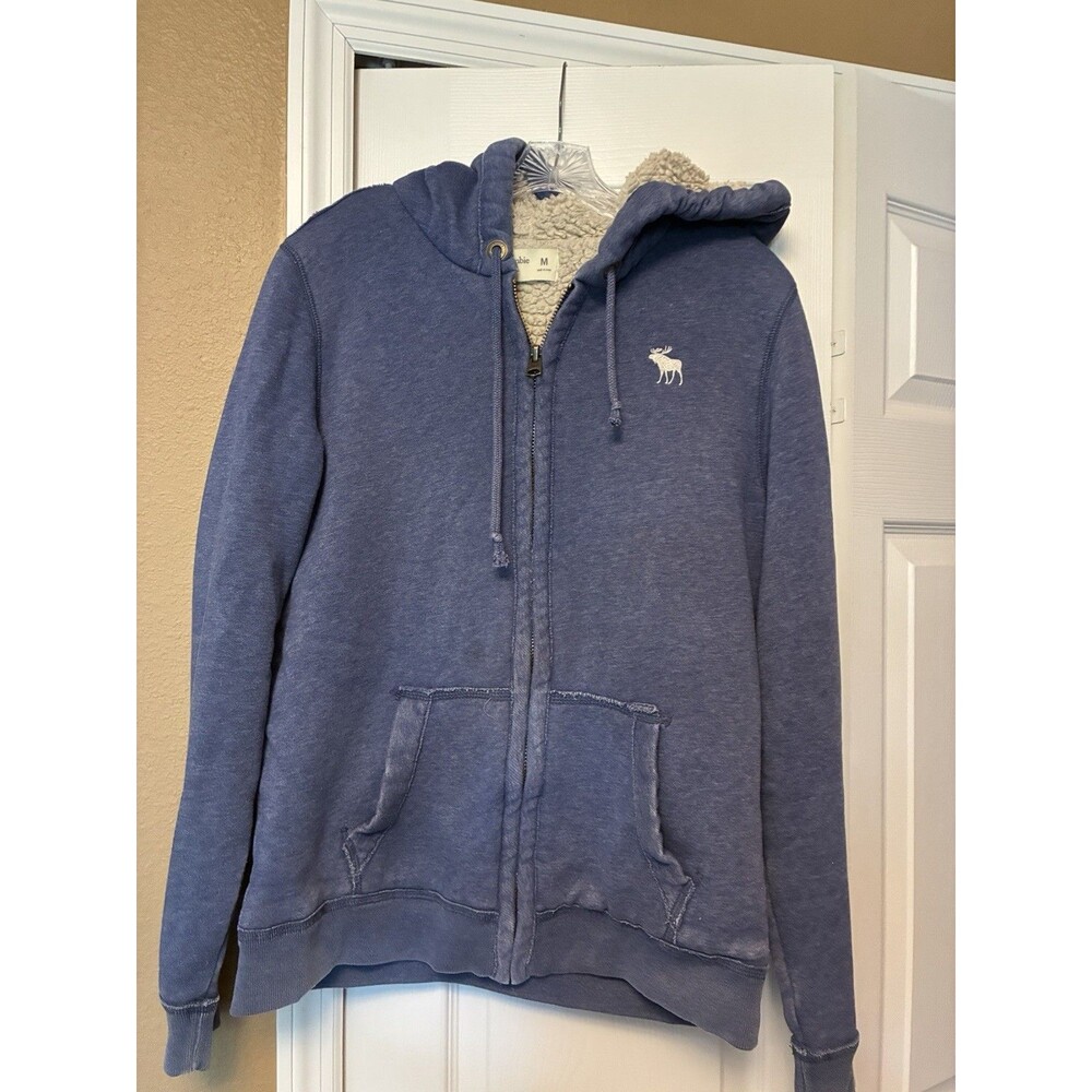 Vintage Abercrombie & Fitch Men’s Sherpa Lined Hoodie Size M Moose Zipper
